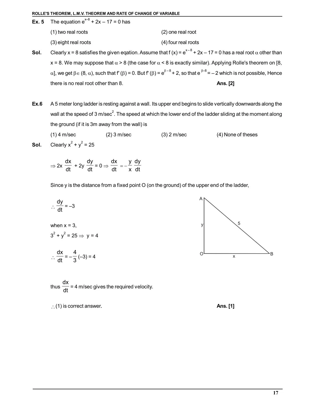 Rolle's Theorem & Lagrange's mean value theorem and Rate of Change of Variable