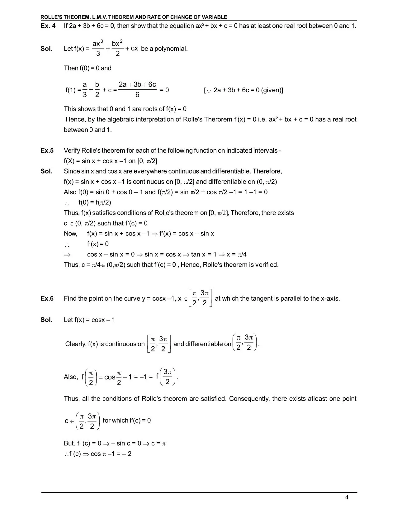 Rolle's Theorem & Lagrange's mean value theorem and Rate of Change of Variable