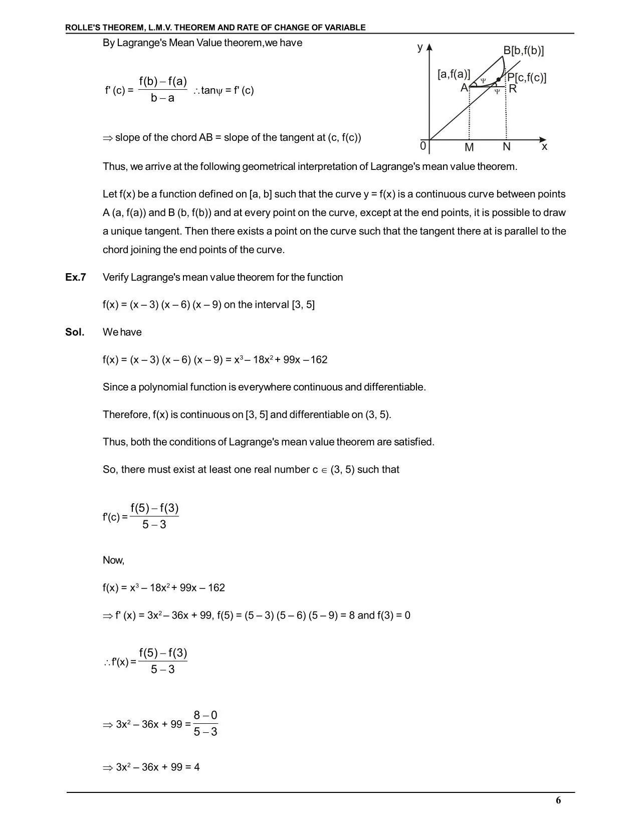 Rolle's Theorem & Lagrange's mean value theorem and Rate of Change of Variable