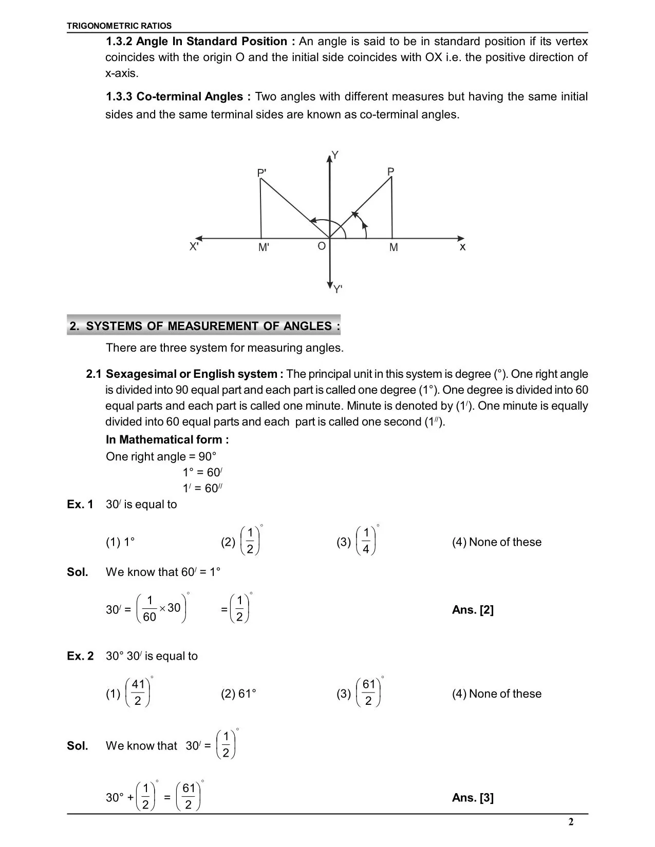 Trigonometric Ratio Class 11 Notes