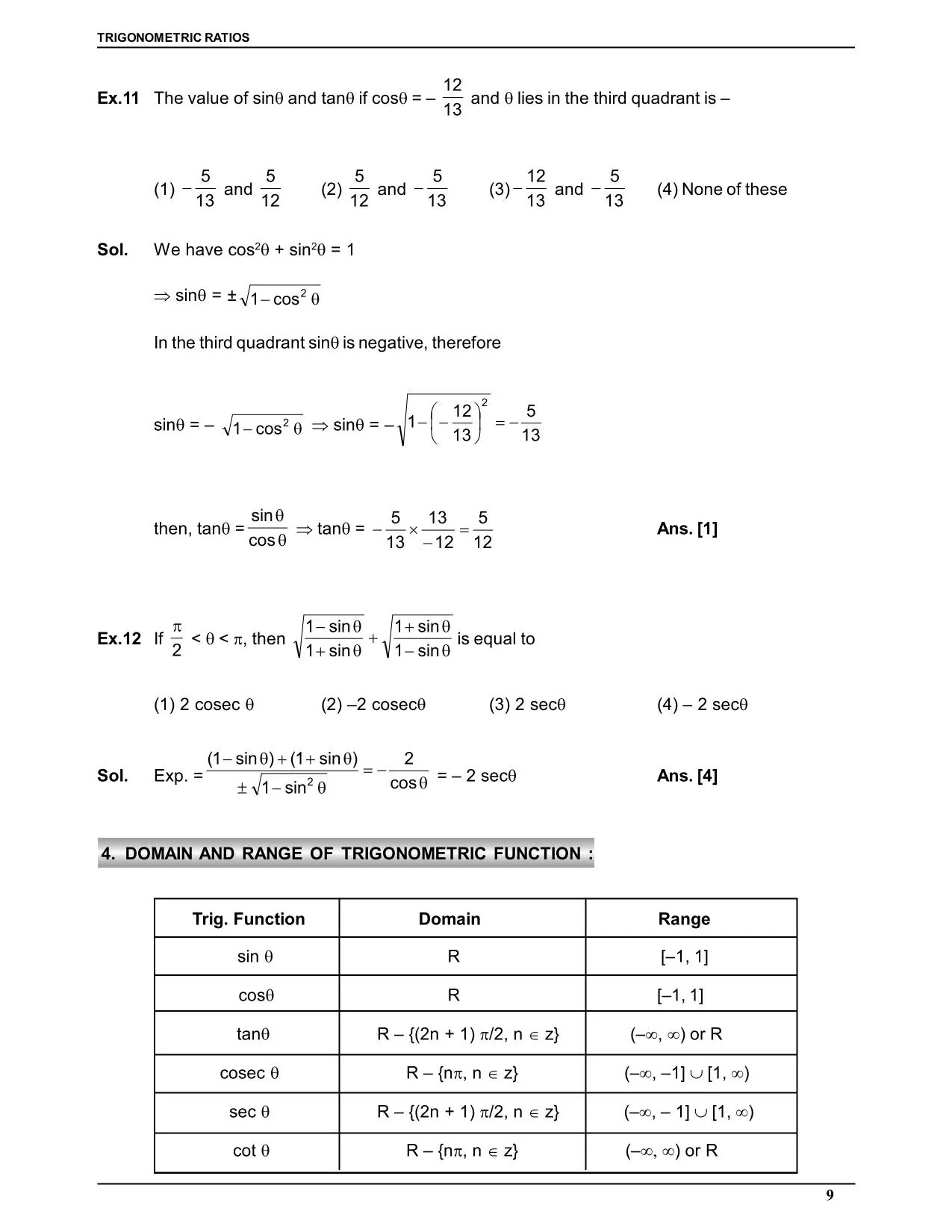 Trigonometric Ratio