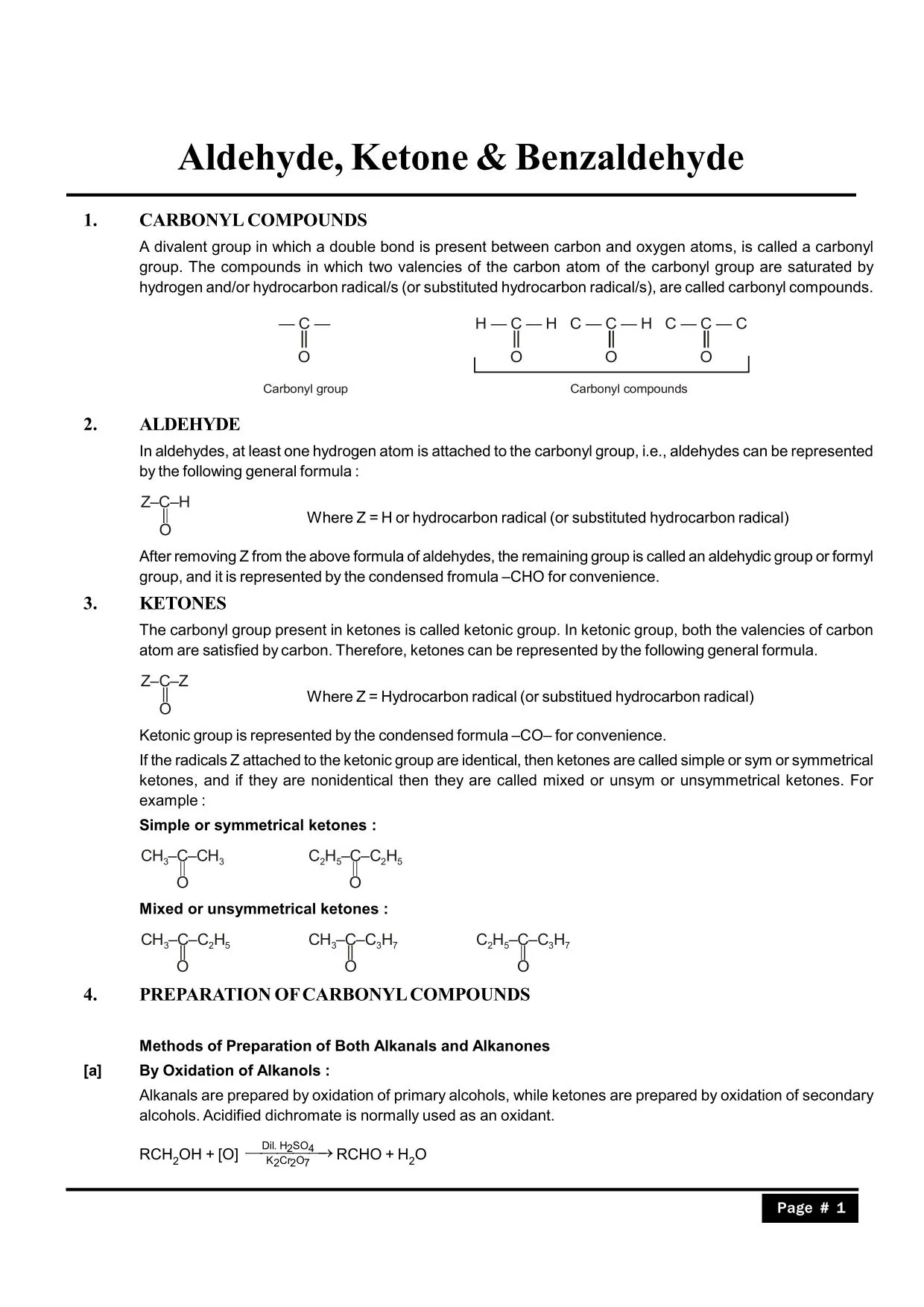 Aldehyde, Ketone, & Benzaldehyde