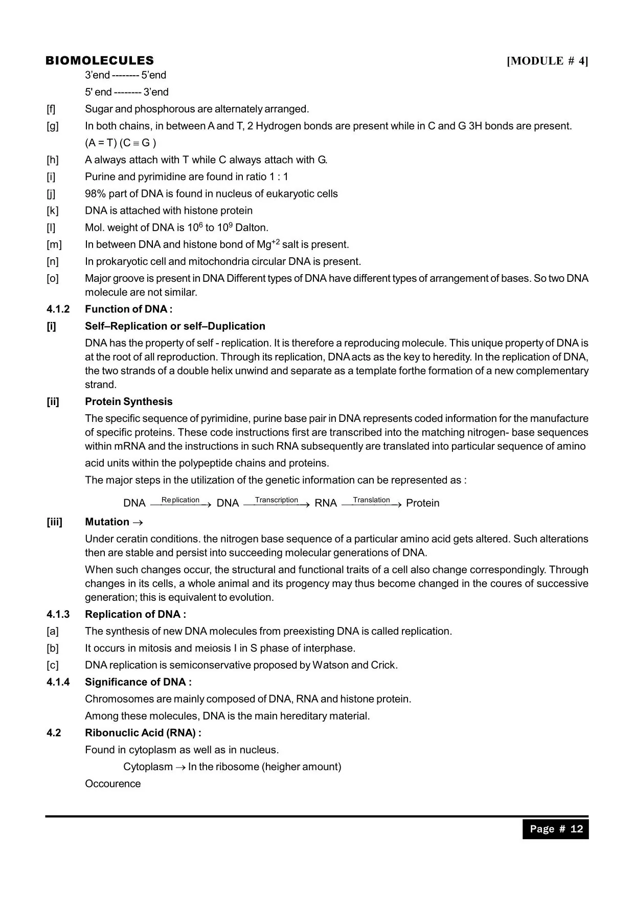 Class 12 Biomolecules Notes