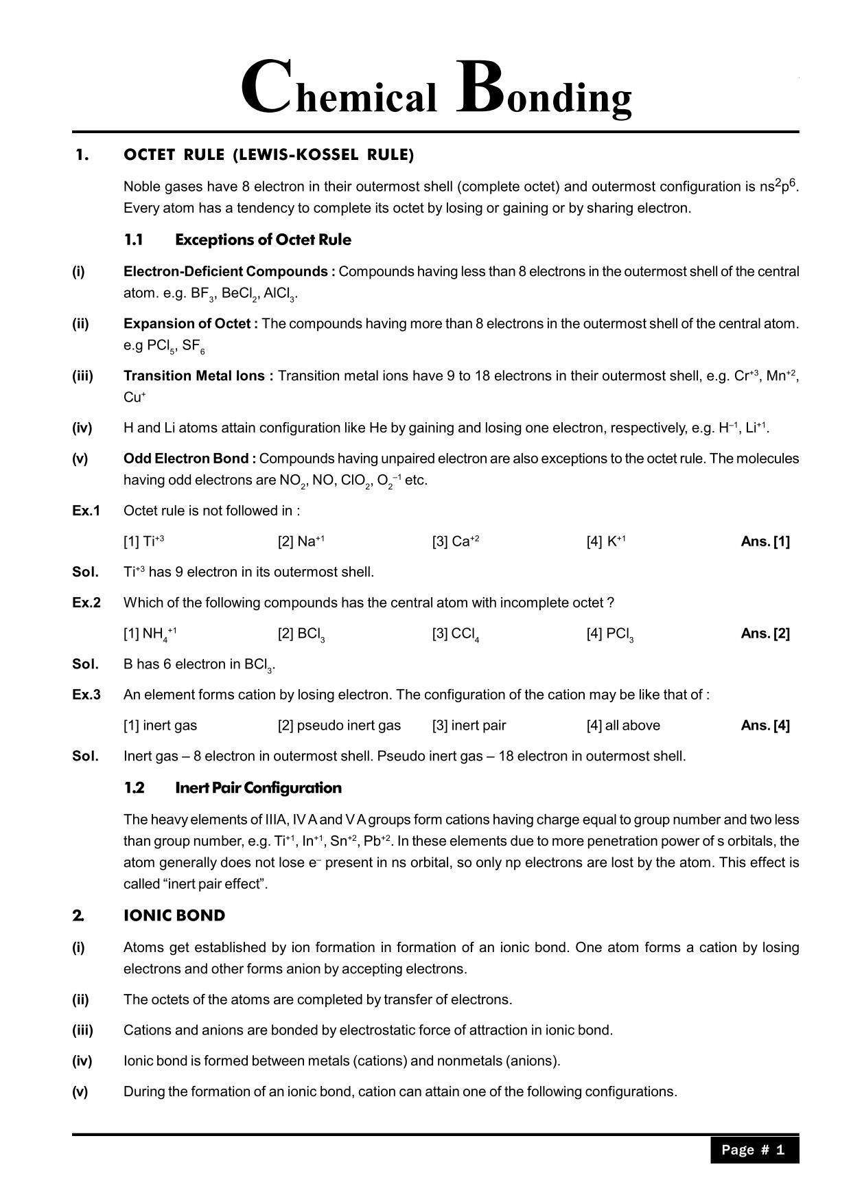 Chemical Bonding and Molecular Structure Notes