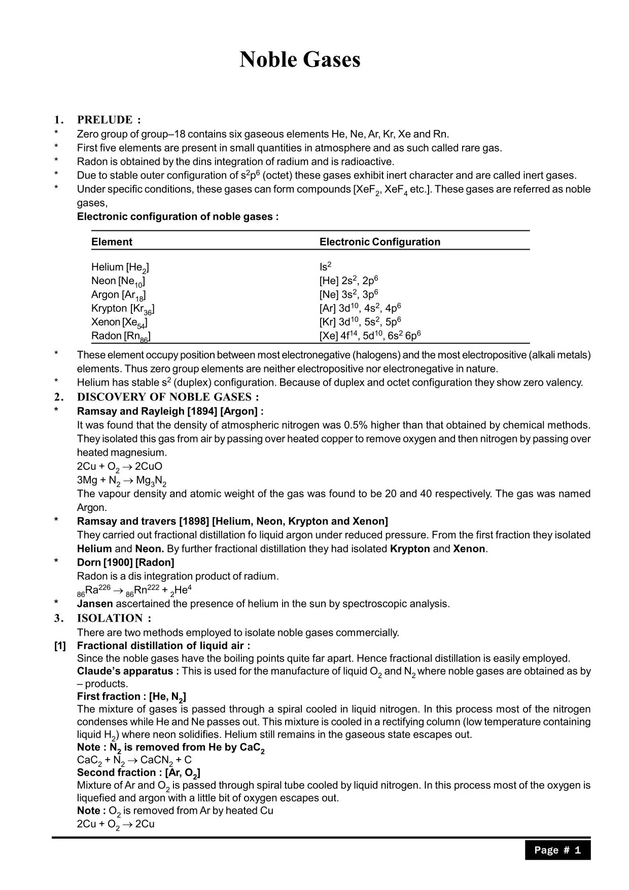 P Block Class12 Notes | Noble Gas Elements