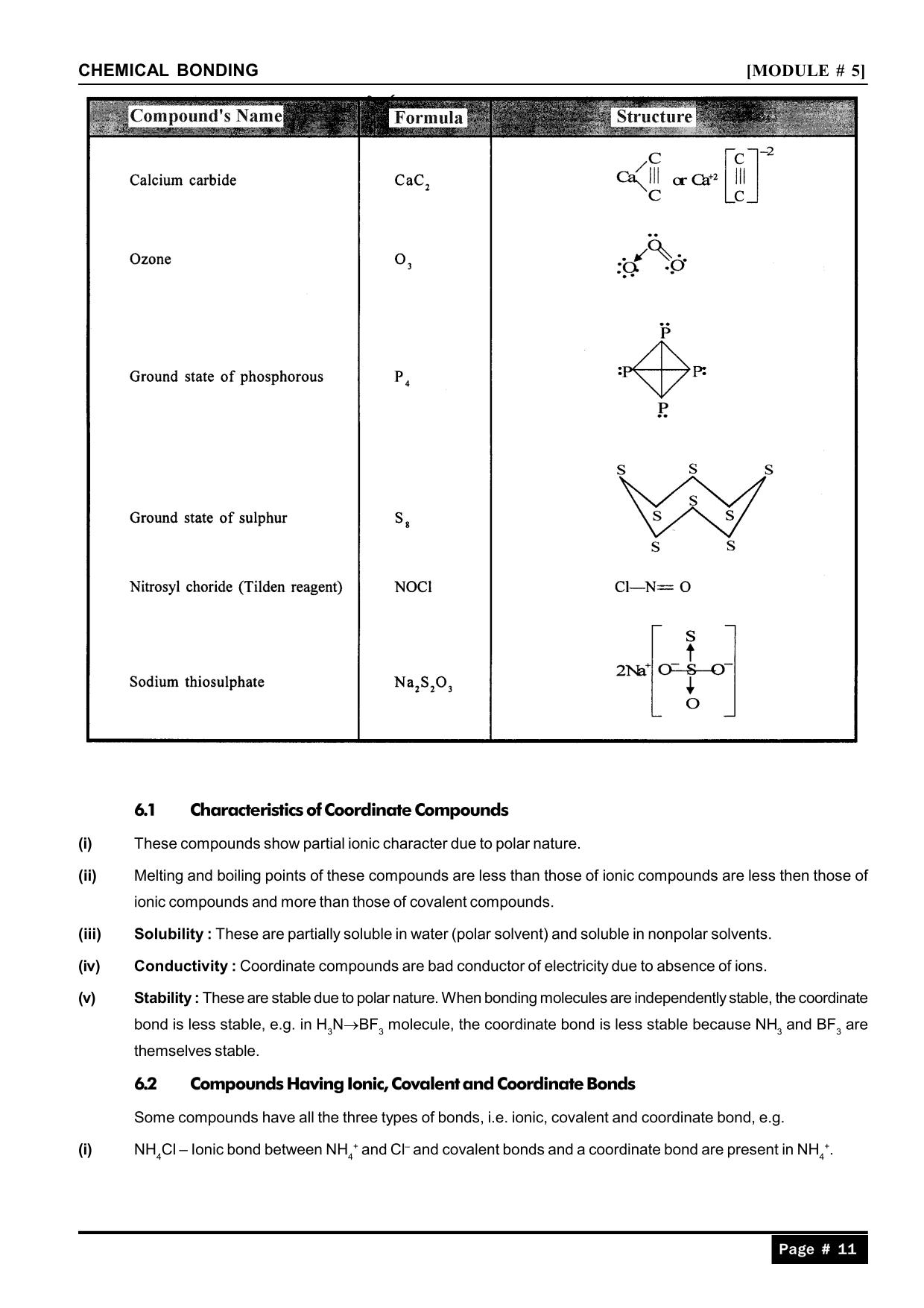 Chemical Bonding and Molecular Structure Notes: Characteristics 