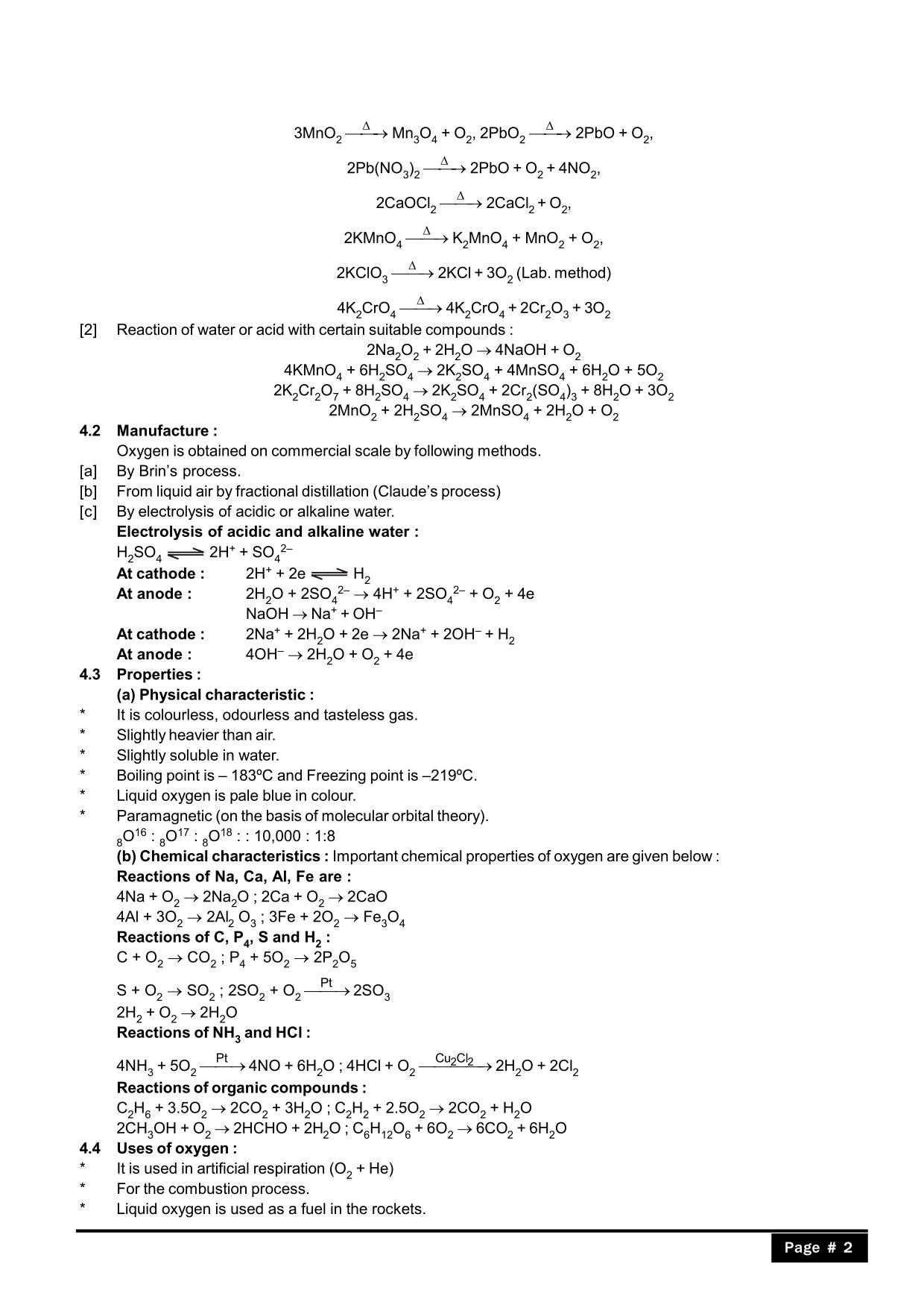 Oxygen Family Elements