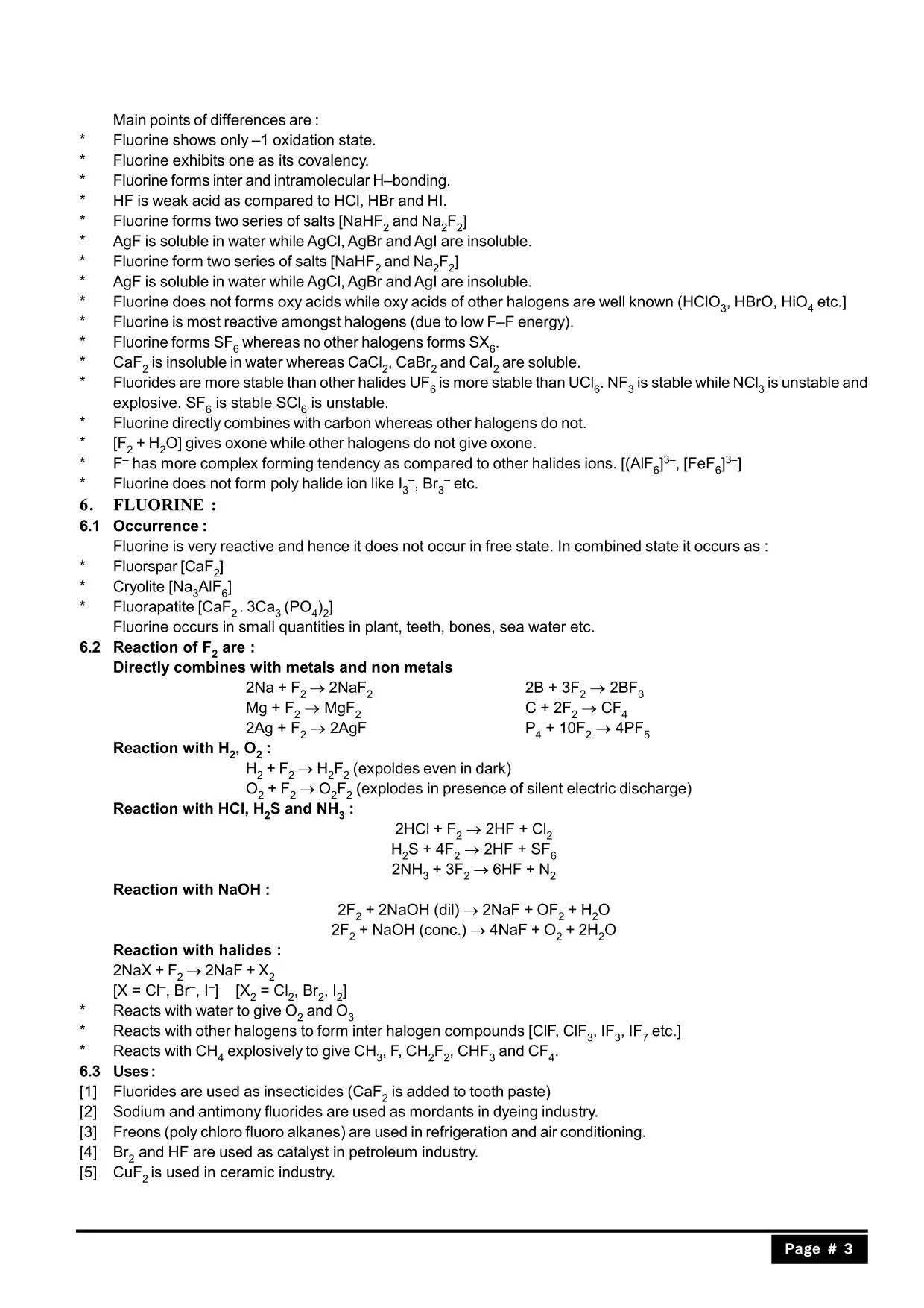 P Block Class 12 Notes | Halogen Family: Fluorine
