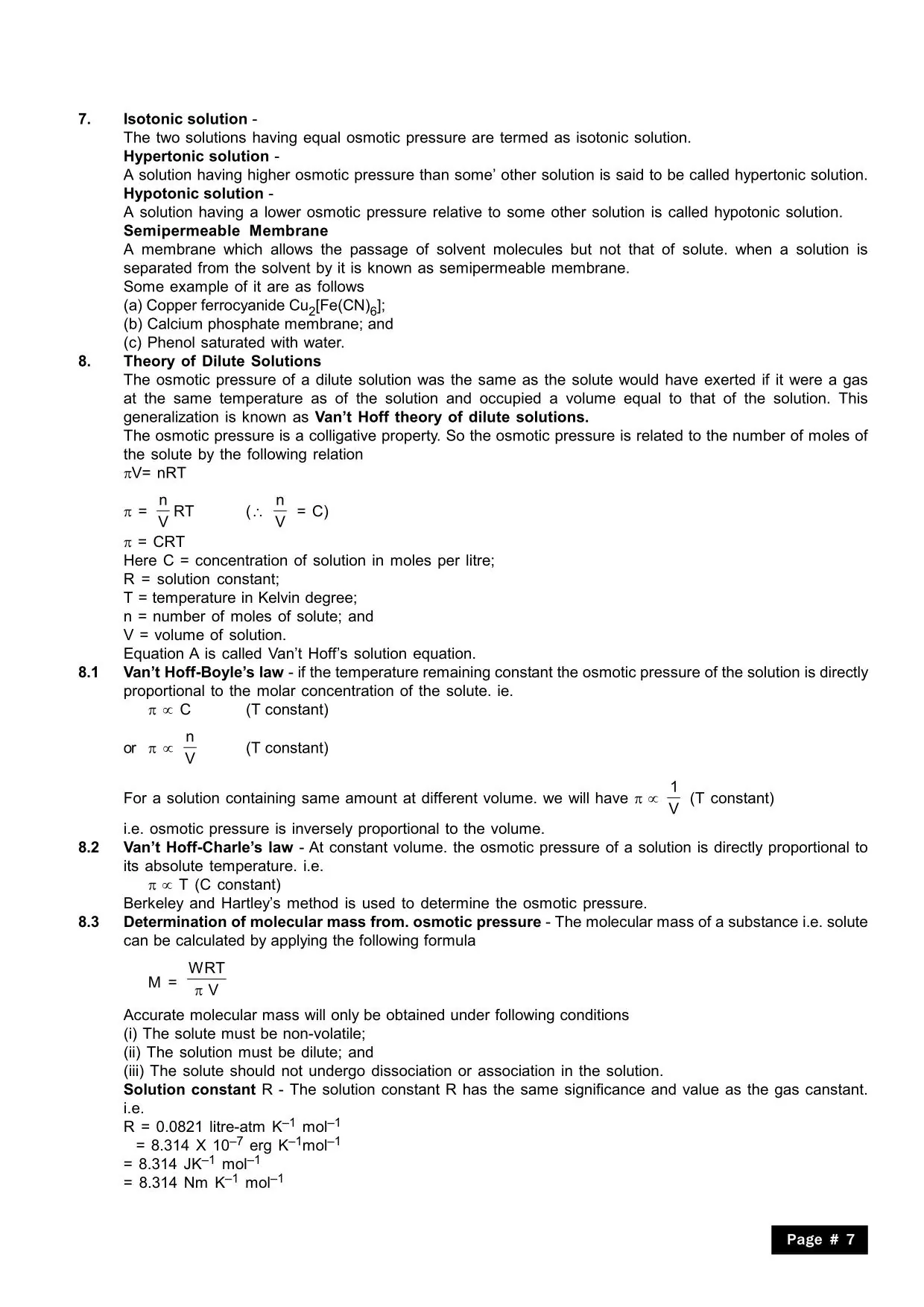 Solutions Chemistry Class 12 notes