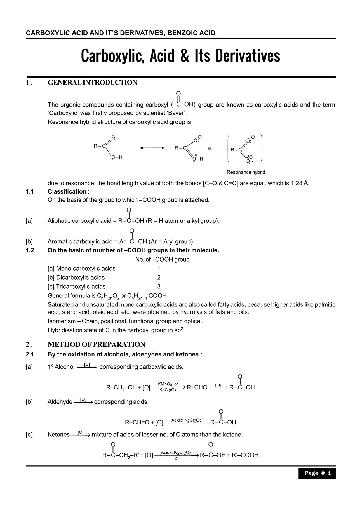 Carboxylic Acid & Derivative Theory