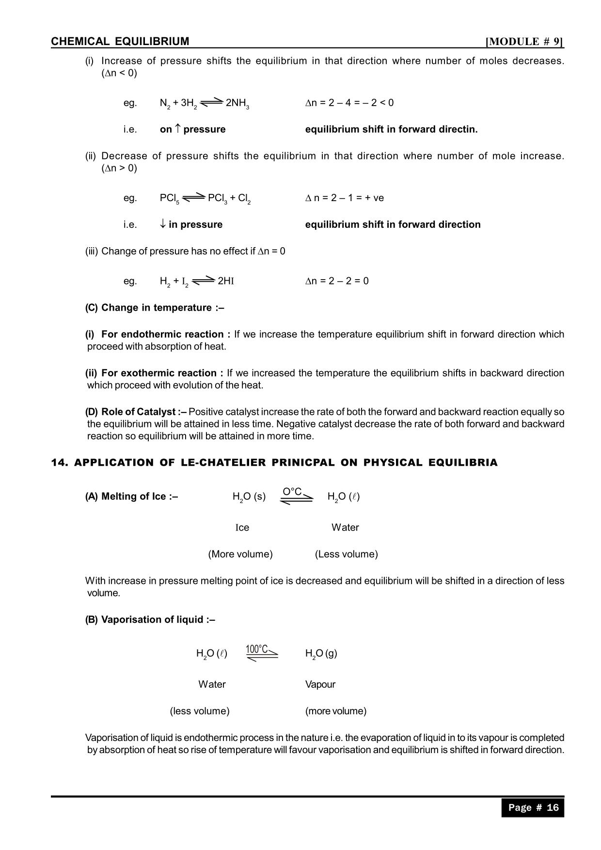 Chemical Equilibrium Class 11 Notes: Le-Chatelier Principal