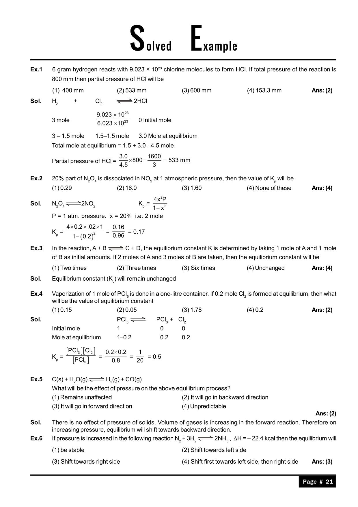 Chemical Equilibrium Class 11 Notes: Numericals