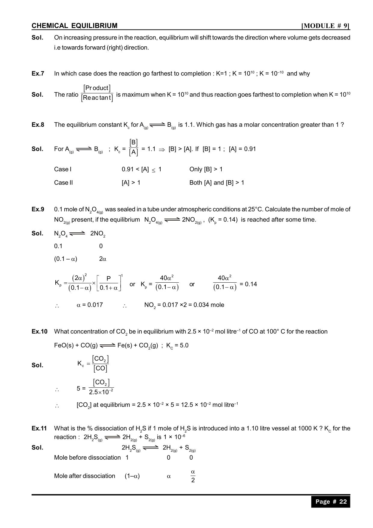Chemical Equilibrium Class 11 Notes: Solved Questions