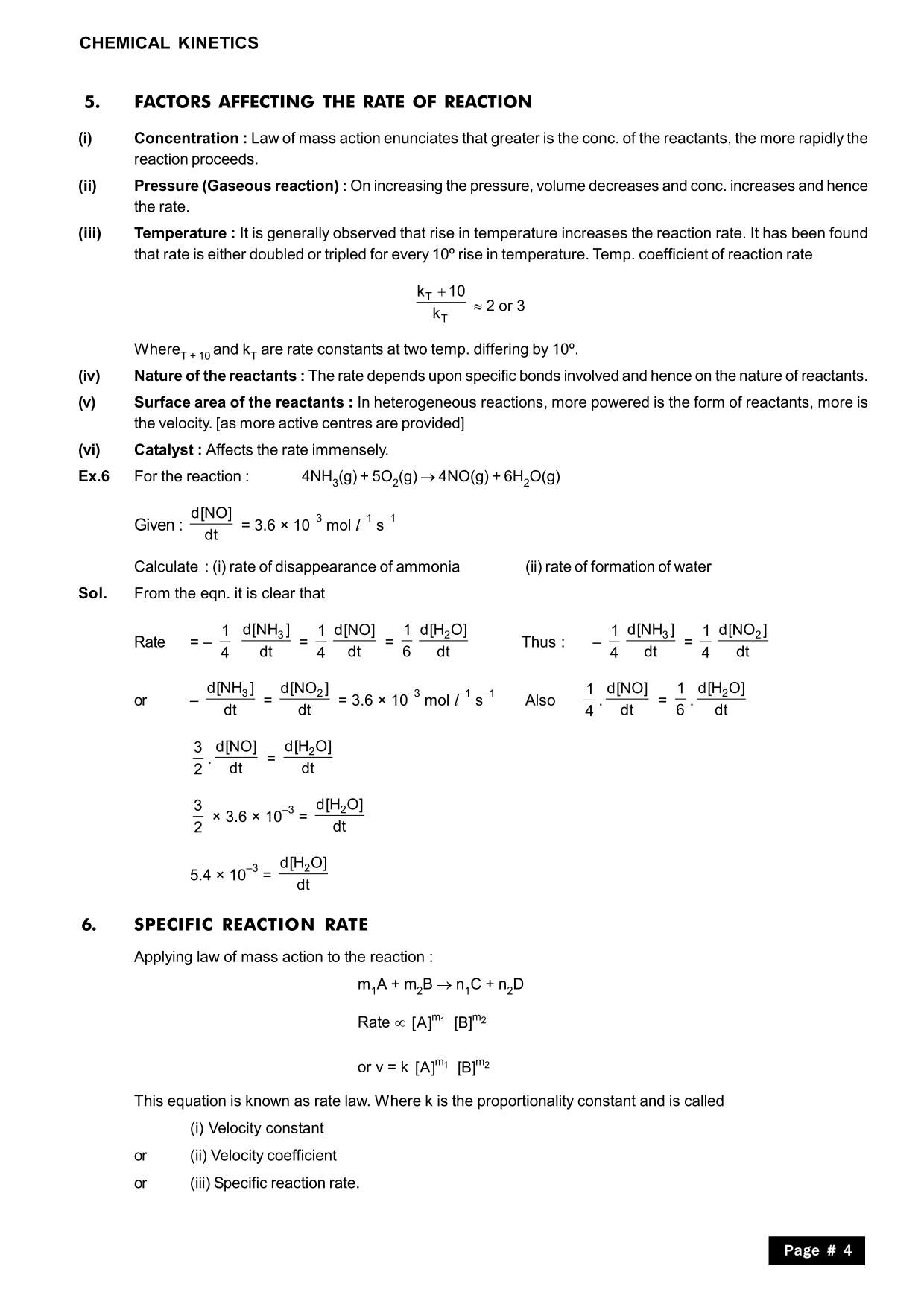 Chemical Kinetics Class 12 Notes: Specific Reaction Rate