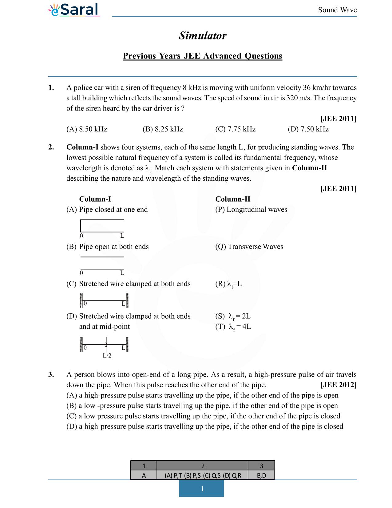 Simple Harmonic Motion - JEE Advanced Previous Year Questions with Solutions