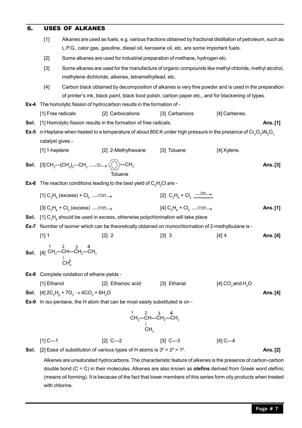  Hydrocarbons Class 11 Notes :Uses of Alkanes