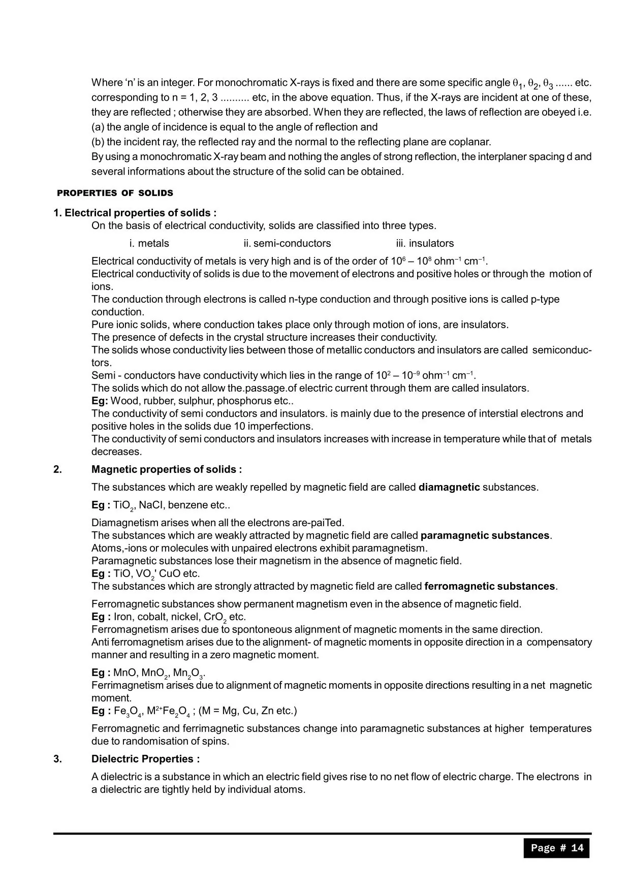 Chemistry Class 12 Solid State Notes: Properties of Solids
