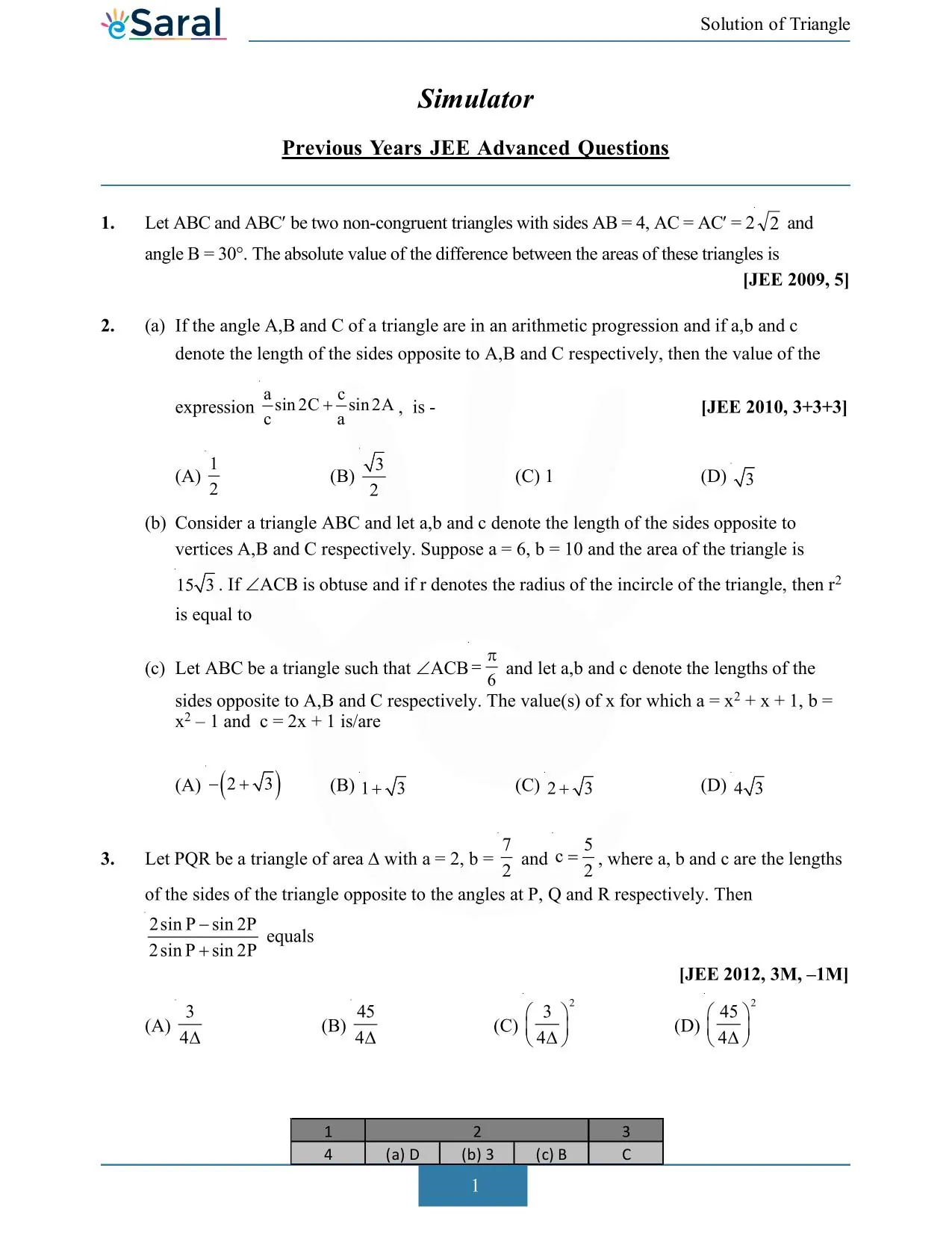 Solution of Triangle
