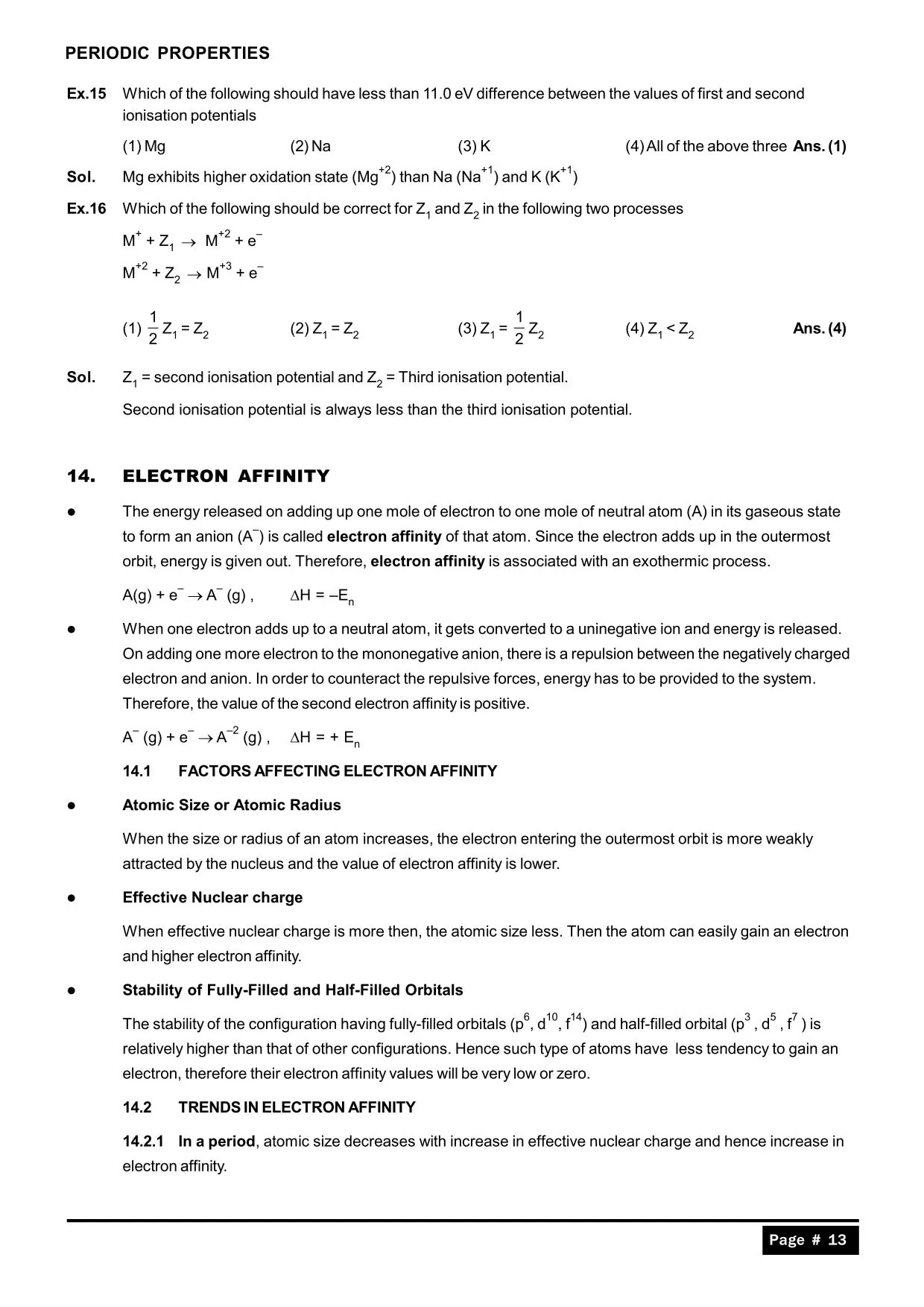 Classification of Elements and Periodicity in Properties Class 11: Electron Affinity