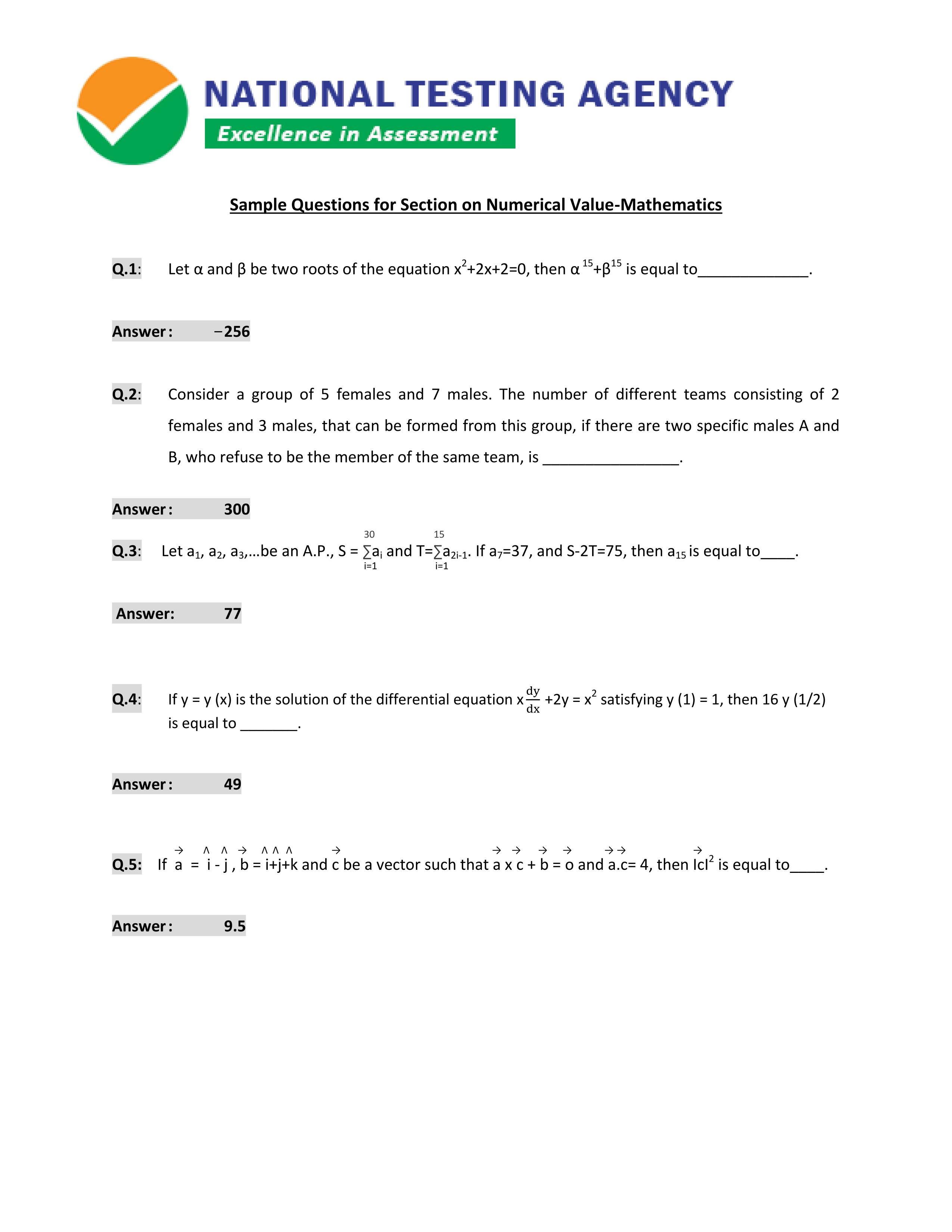 maths sample questions