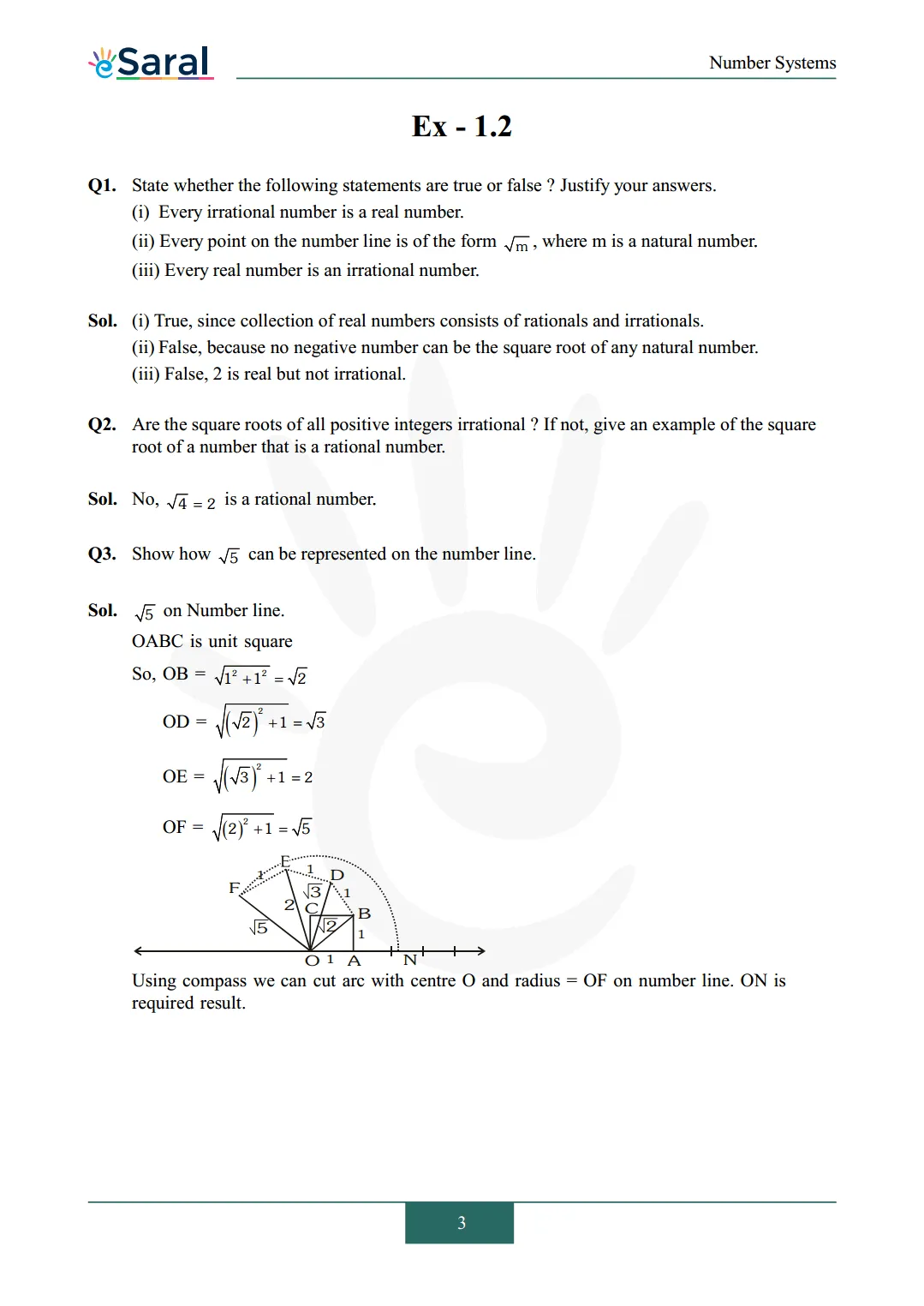 NCERT Solutions for Class 9 Maths chapter 1 Exercise 1.2
