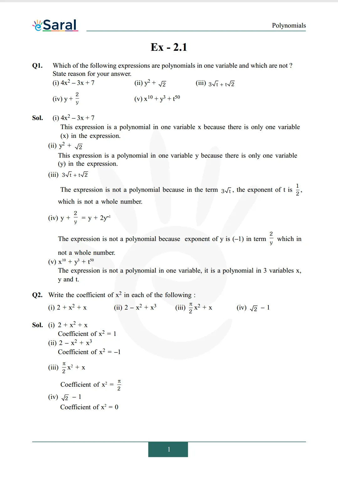 NCERT Solutions for Class 9 Maths chapter 2 Exercise 2.1 Image 1