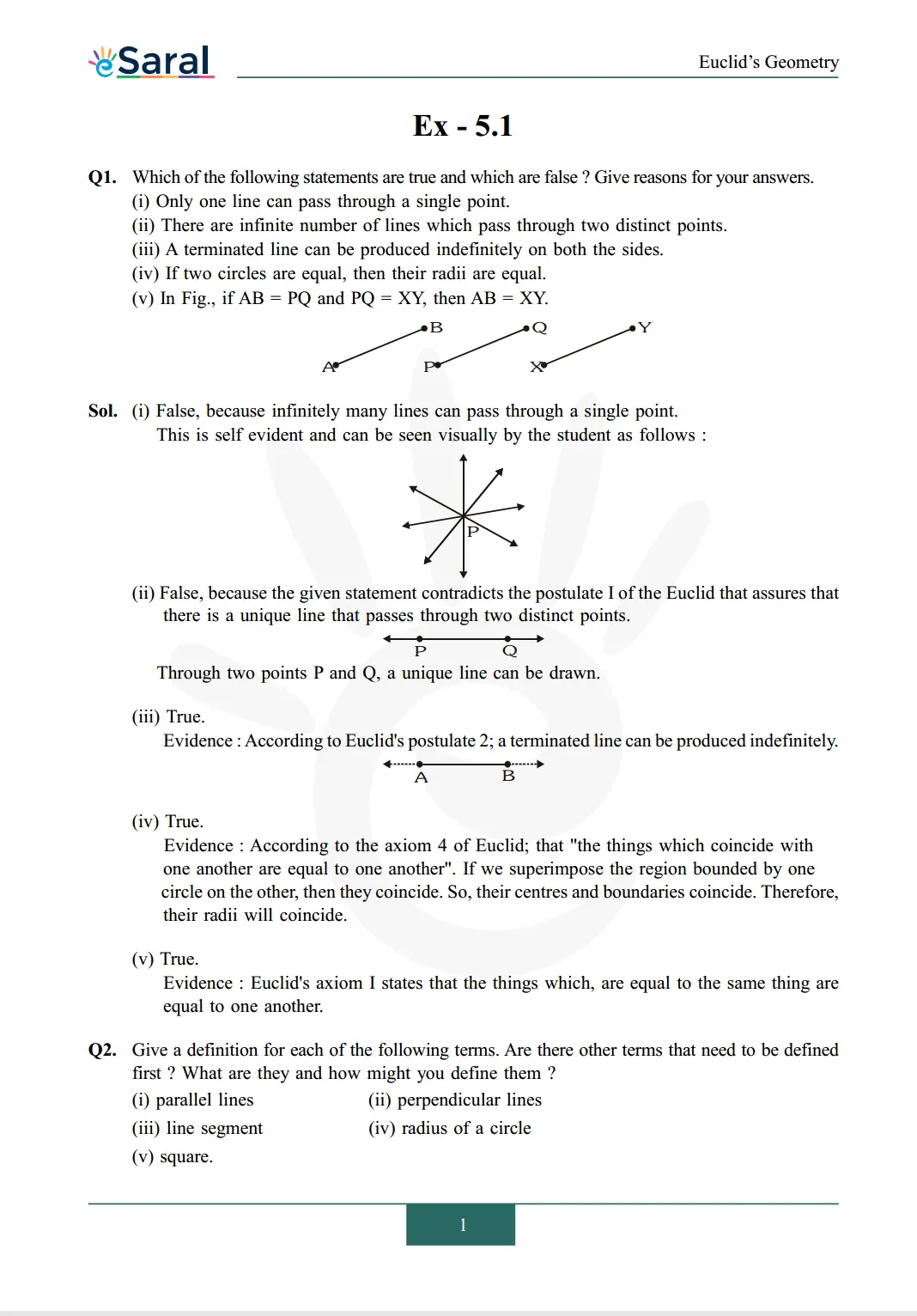 NCERT Solutions for Class 9 Maths chapter 5 Exercise 5.1 Image 1