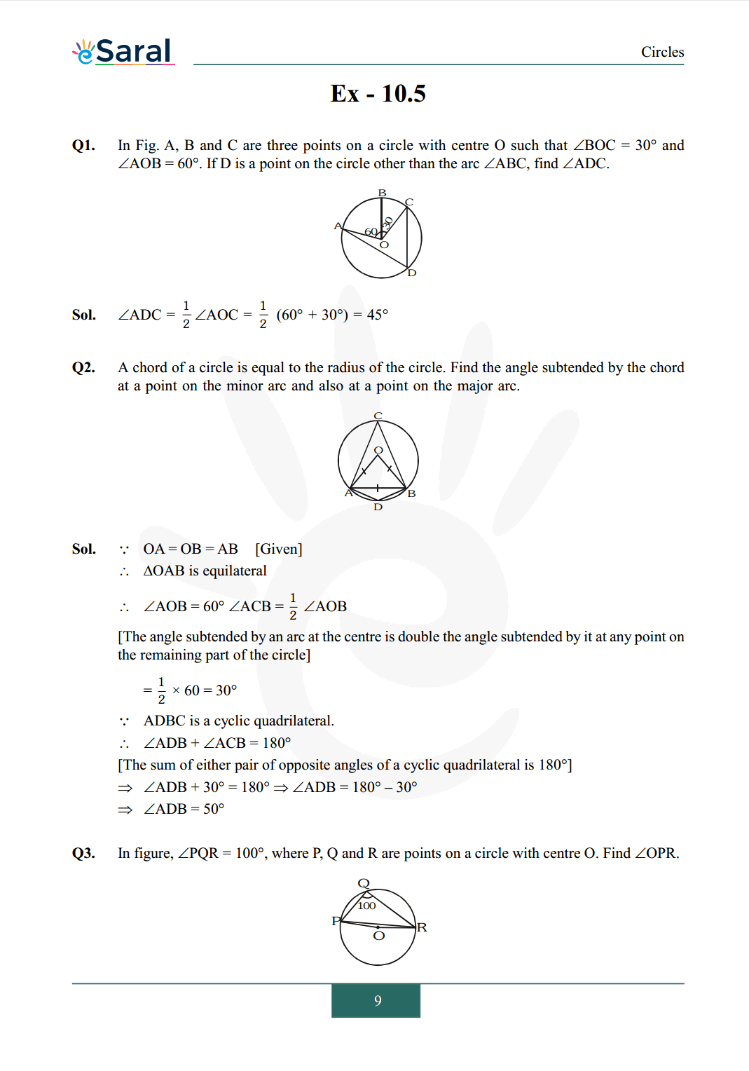 SNCERT Solutions for Class 9 Maths chapter 10 Exercise 10.5 Image 1