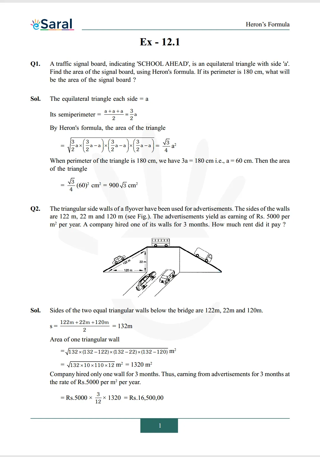 NCERT Solutions for Class 9 Maths chapter 12 Exercise 12.1 image 1