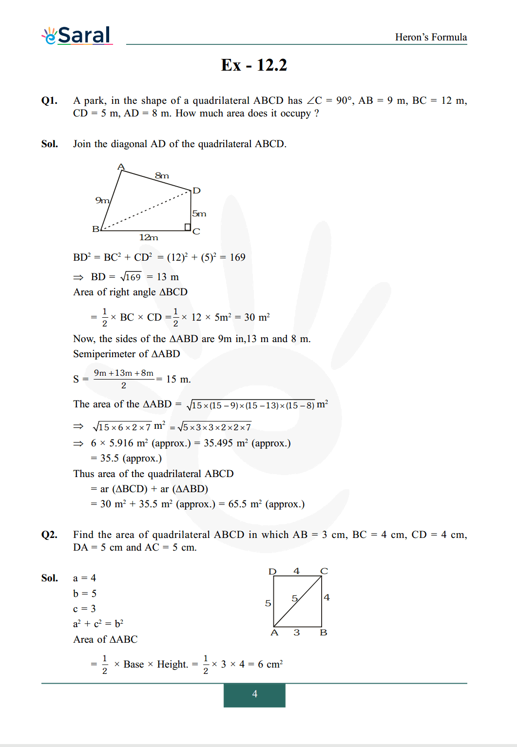NCERT Solutions for Class 9 Maths chapter 12 Exercise 12.2 Image 1