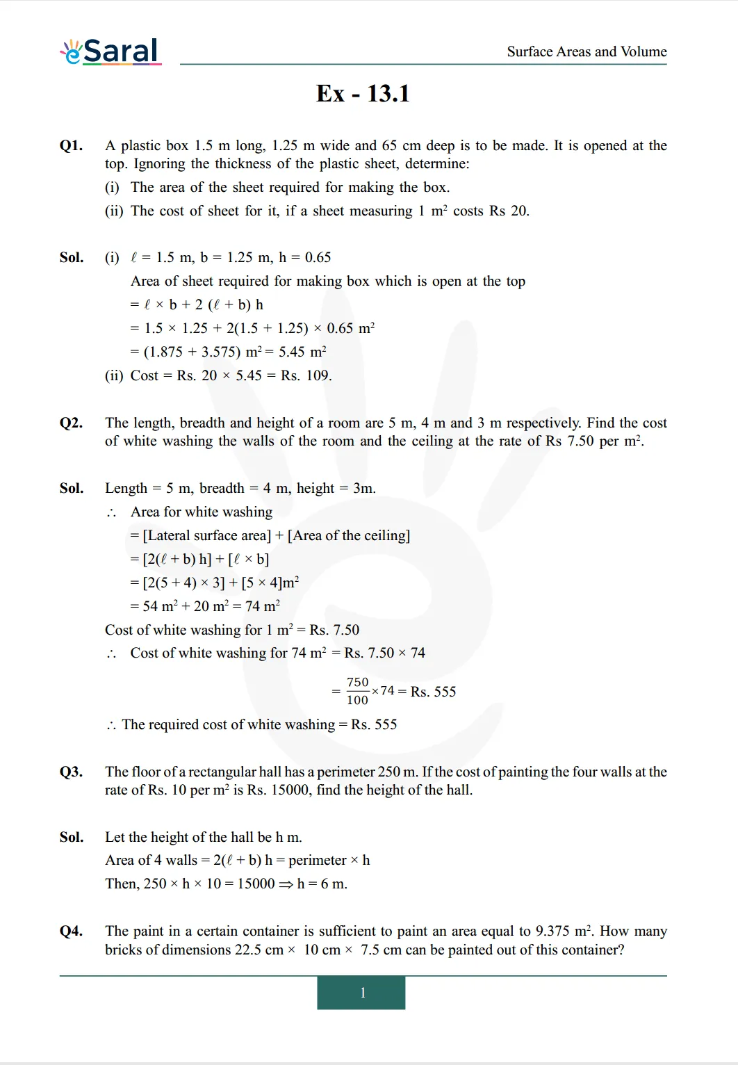 NCERT Solutions for Class 9 Maths chapter 13 Exercise 13.1 Image 1