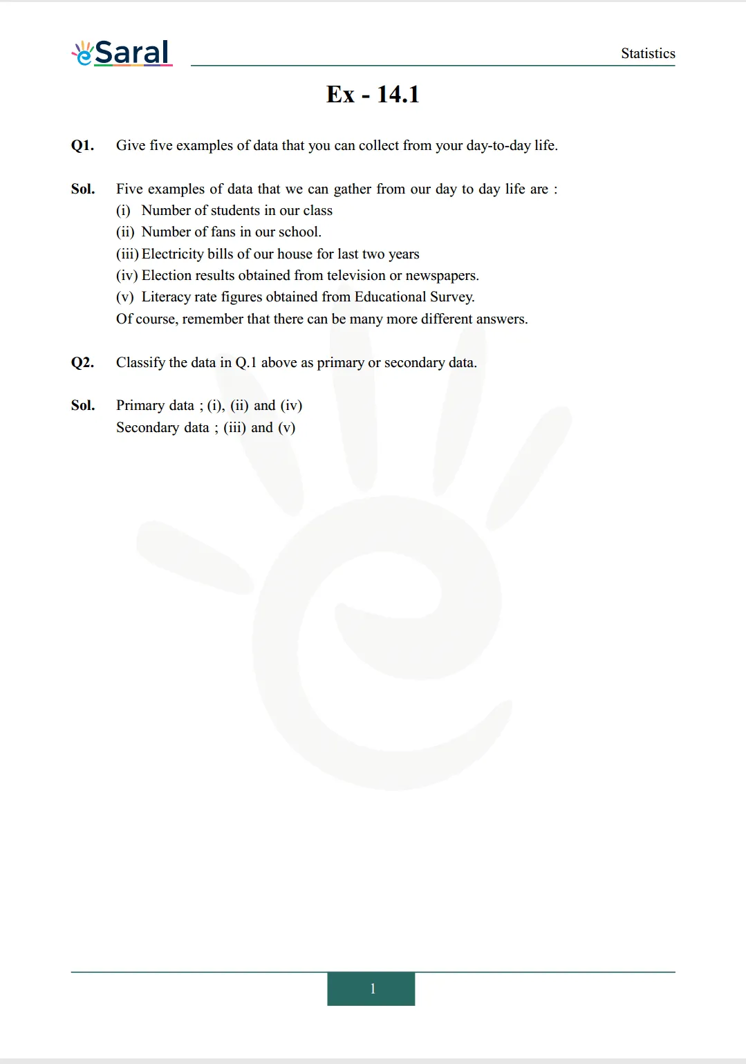 NCERT Solutions for Class 9 Maths chapter 14 Exercise 14.1 Image 1