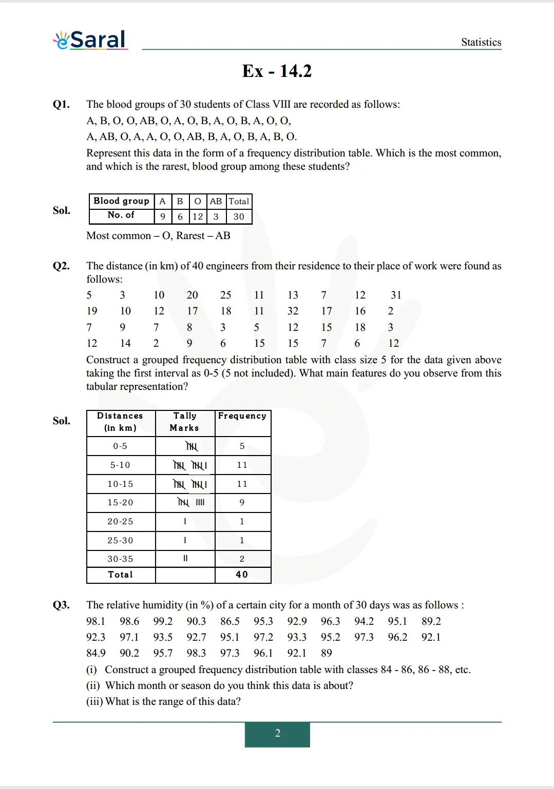 NCERT Solutions for Class 9 Maths chapter 14 Exercise 14.2 Image 1