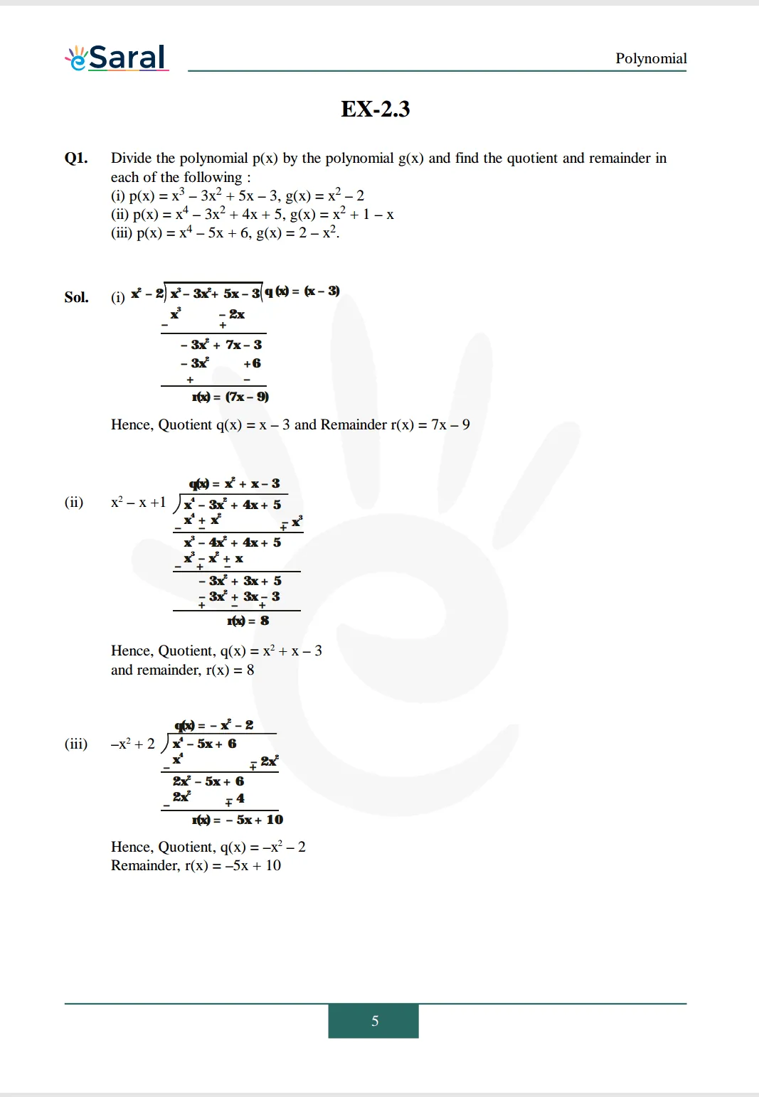 NCERT Solutions for Class 10 Maths chapter 2 Exercise 2.3 Image 1