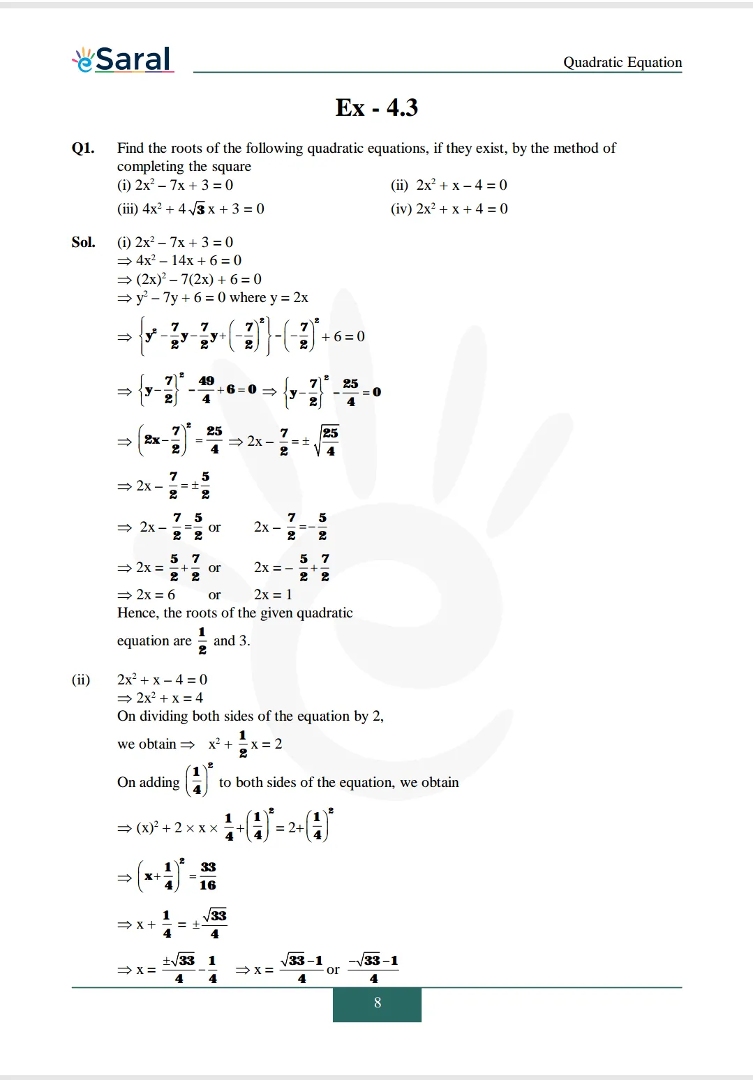 NCERT Solutions for Class 10 Maths chapter 4 Exercise 4.3 Image 1