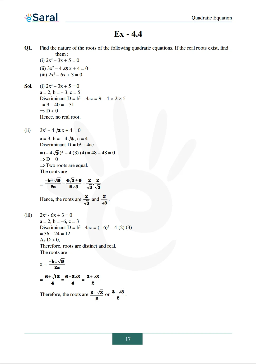 NCERT Solutions for Class 10 Maths chapter 4 Exercise 4.4 Image 1