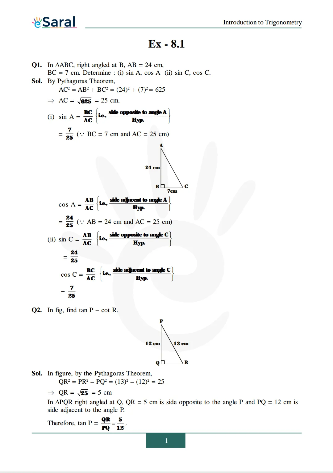 NCERT Solutions for Class 10 Maths chapter 8 Exercise 8.1 image 1