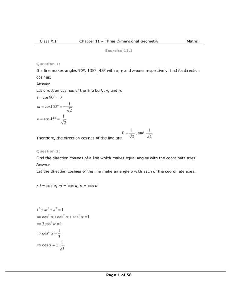 NCERT Class 12 Maths Chapter 11 Exercise 11.1 Solutions Image 1