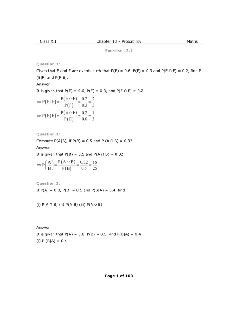 NCERT Class 12 Maths Chapter 13 Exercise 13.1 Solutions Image 1