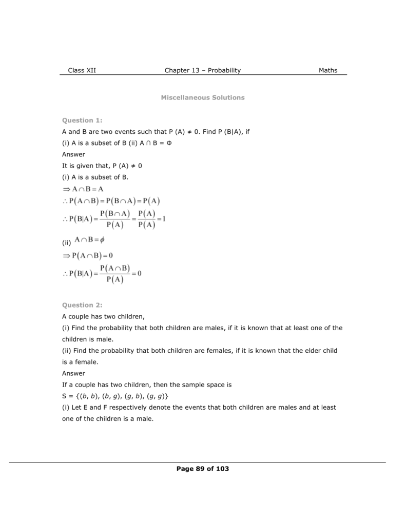 NCERT Solutions For Class 12 Maths Chapter 13 Miscellaneous Exercise Image 1