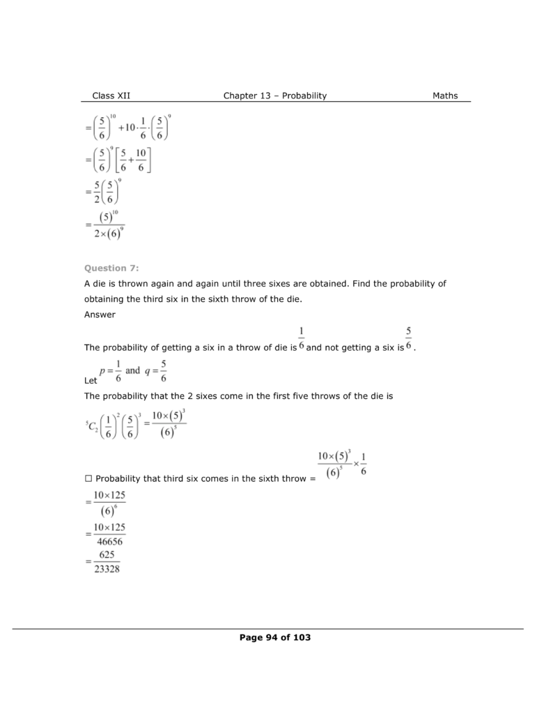 NCERT Solutions For Class 12 Maths Chapter 13 Miscellaneous Exercise 6