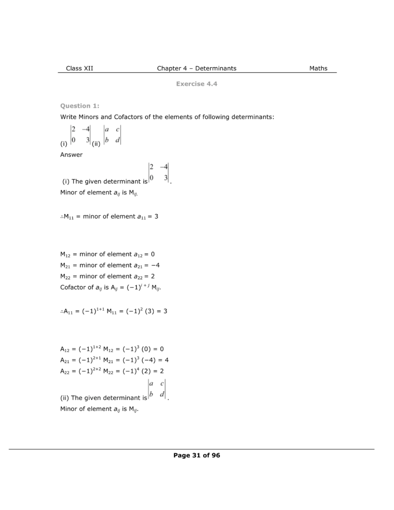NCERT Class 12 Maths Chapter 4 Exercise 4.4 Solutions Image 1