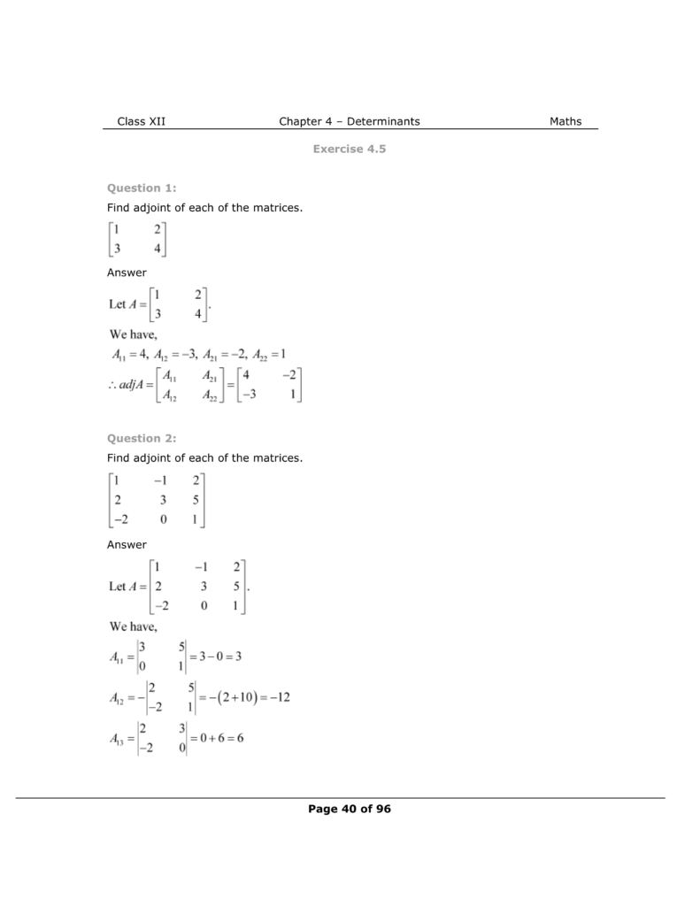 NCERT Class 12 Maths Chapter 4 Exercise 4.5 Solutions Image 1