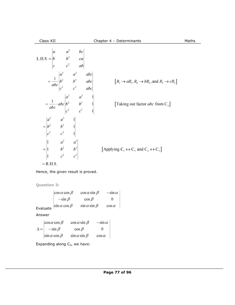 NCERT Solutions For Class 12 Maths Chapter 4 Miscellaneous Exercise Image 2