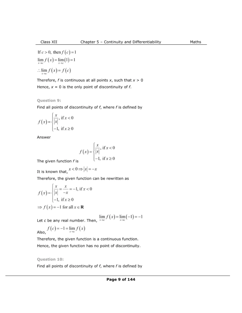 NCERT Class 12 Maths Chapter 5 Exercise 5.1 Solutions Image 9