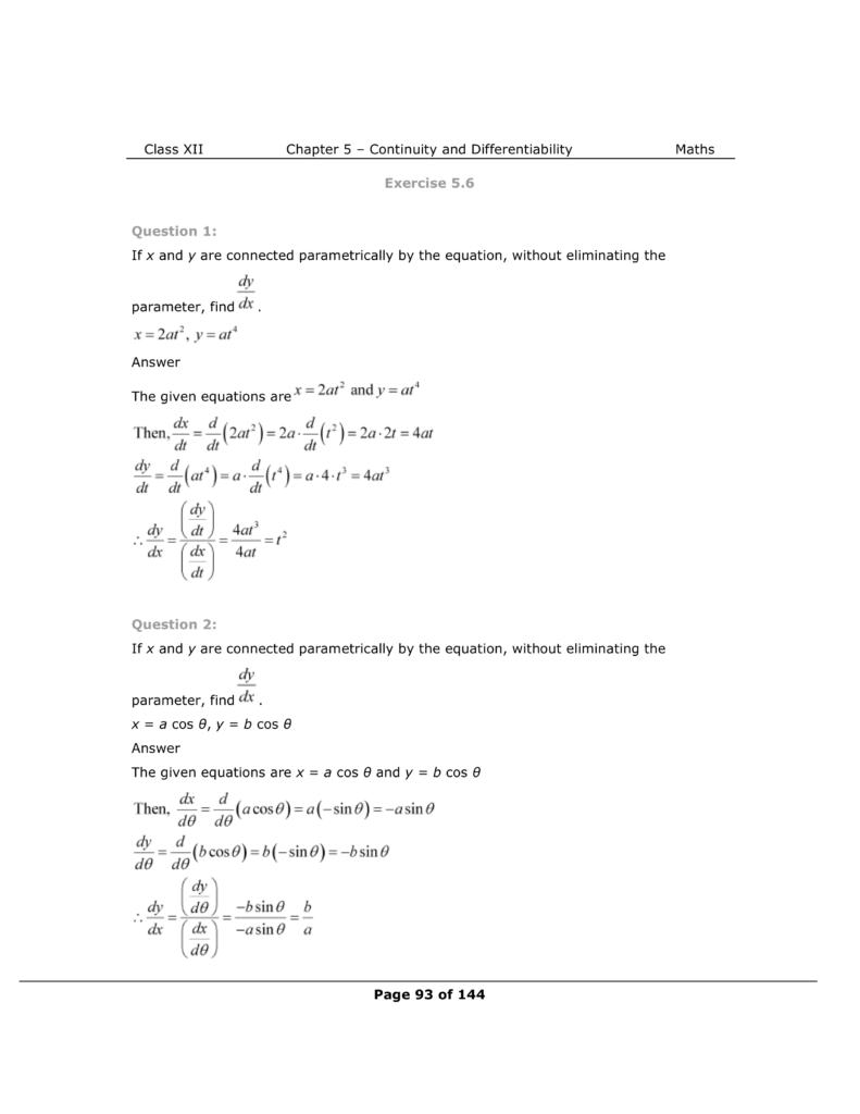 NCERT Class 12 Maths Chapter 5 Exercise 5.6 Solutions Image 1
