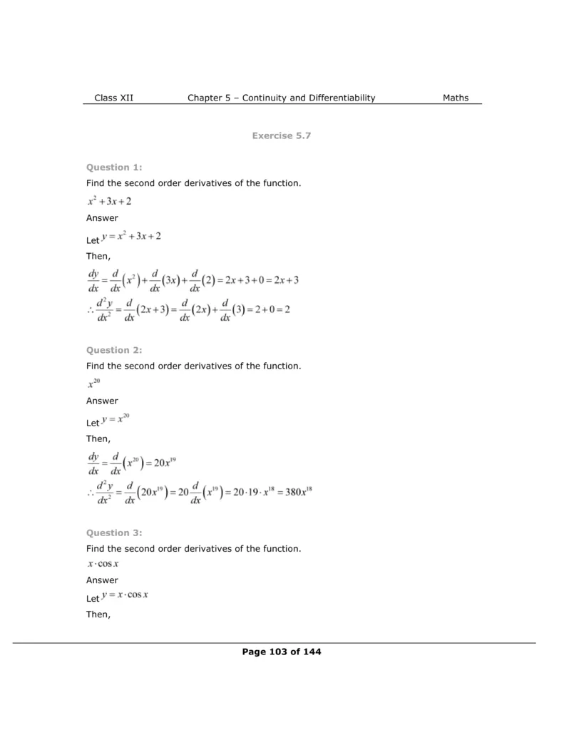 NCERT Class 12 Maths Chapter 5 Exercise 5.7 Solutions Image 1
