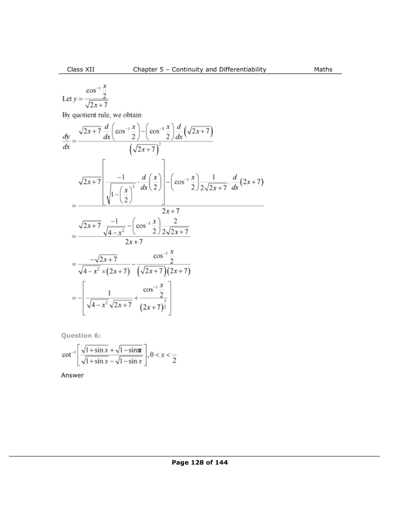 NCERT Solutions For Class 12 Maths Chapter 5 Miscellaneous Exercise Image 5