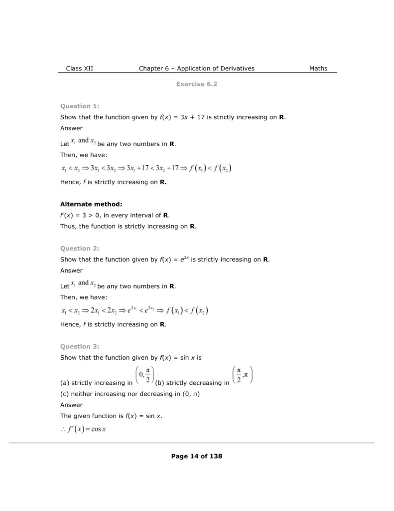 NCERT Class 12 Maths Chapter 6 Exercise 6.2 Solutions Image 1
