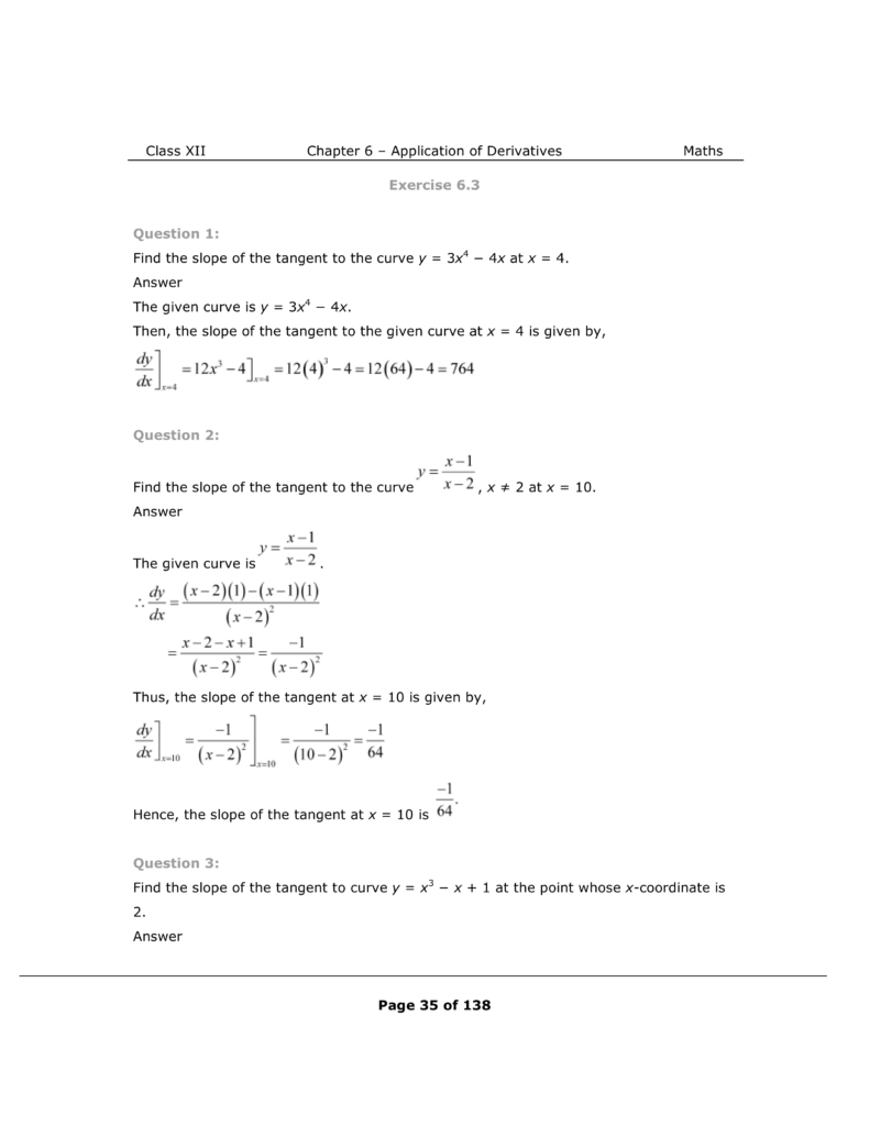 NCERT Class 12 Maths Chapter 6 Exercise 6.3 Solutions Image 1